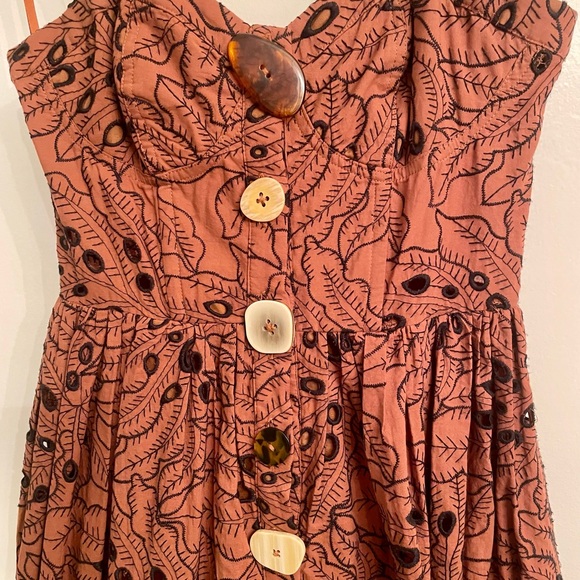 ASOS Brown Eyelet Bustier Midi Dress with Mismatch Buttons - New, never worn. - Picture 8 of 9